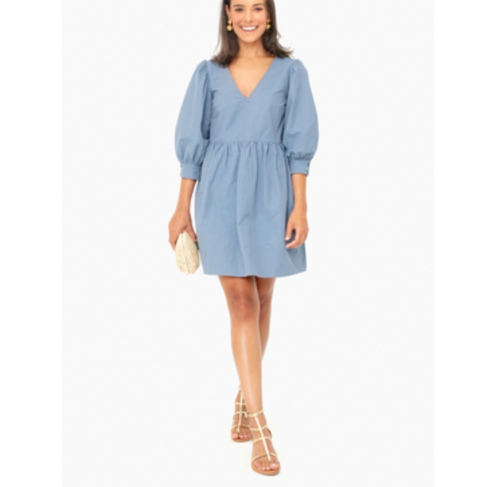 Tuckernuck / Pomander Place - Slate blue taffeta Lizzie dress size medium